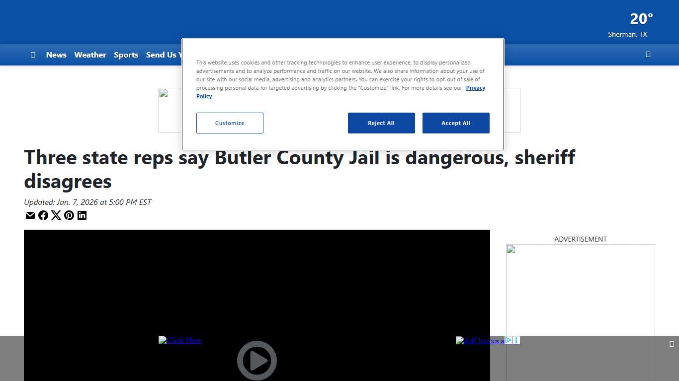 Three state reps say Butler County Jail is dangerous, sheriff disagrees